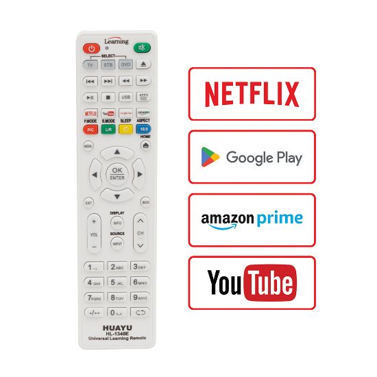 HUAYU KL HL-1340E NETFLIX-YOUTUBE-AMAZON TUŞLU TV/LCD/UYDU/DVD ÖĞRENEBİLEN BLİSTERLİ AKILLI KUMANDA resmi
