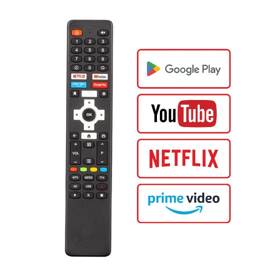 WEKO KL SES KOMUTSUZ NEXT * VİVAX * CONTI NETFLIX-YOUTUBE-PRİMEVİDEO GOOGLE PLAY TUŞLU ANDROİD  LCD-LED TV KUMANDASI resmi