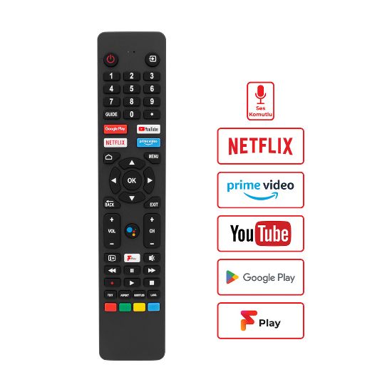 WEKO KL JVC RM-C3250 NETFLIX-PRIME VIDEO-GOOGLE PLAY-YOUTUBE TUŞLU SES KOMUTLU LCD LED TV KUMANDA resmi