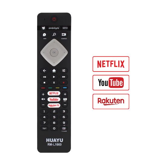 HUAYU KL PHILIPS RM-L1660 H0357C NETFLIX-RAKUTEN TV TUŞLU SES KOMUTLU MİKROFONLU BLİSTERLİ TV KUMANDA resmi