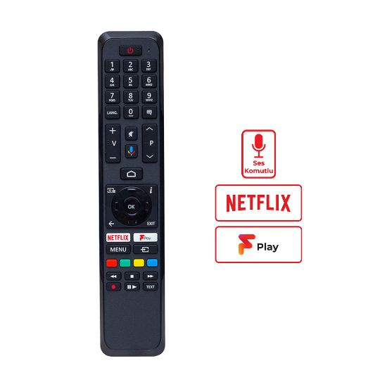 WEKO KL VESTEL RC 43161 NETFLIX-PLAY-MİKROFON TUŞLU SES KOMUTLU LCD LED TV KUMANDA (HRM1857) resmi
