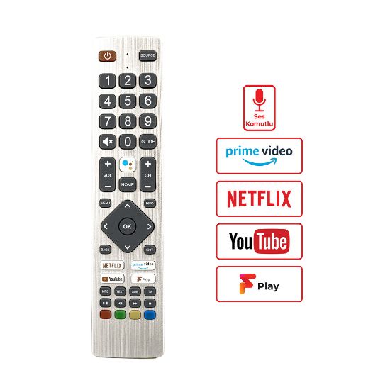 WEKO KL SHARP SH-V5 NETFLIX-PRIME VIDEO-YOUTUBE TUŞLU SES KOMUTLU LCD LED TV KUMANDA resmi