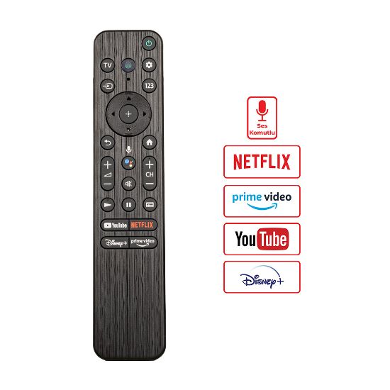 WEKO KL SONY RMF-TX800U YOUTUBE-NETFLIX-DISNEY+-PRIME VIDEO TUŞLU SES KOMUTLU LCD LED TV KUMANDA resmi