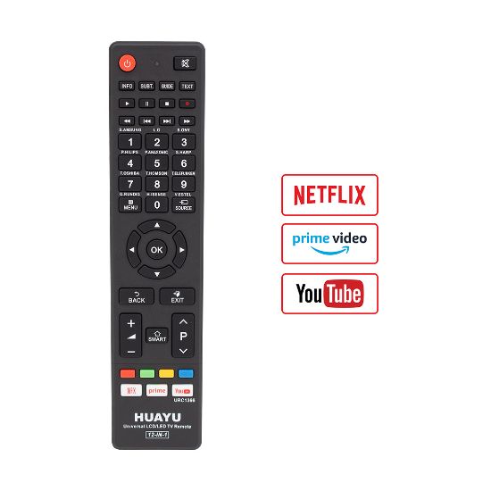 HUAYU URC1366 12IN1 NETFLIX PRIME YOUTUBE TUŞLU UNIVERSAL BLİSTERLİ AKILLI KUMANDA resmi