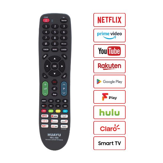 HUAYU RM-L1688 (V-1014S) NETFLIX-YOUTUBE-PRIME VIDEO-GOOGLE PLAY TUŞLU LCD LED TV UNIVERSAL KUMANDA resmi