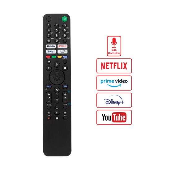 WEKO KL SONY RMF-TX520U NETFLIX-PRIME VIDEO-YOUTUBE TUŞLU SES KOMUTLU LCD LED TV KUMANDA resmi