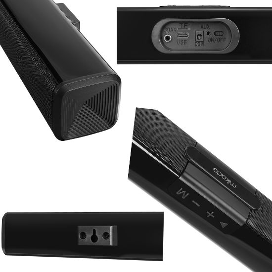 MIKADO MD-SB101 SİYAH 10WX2 12V/1.5A BT USB AUX TF KARTLI EV SİNEMA SOUNDBAR HOPARLÖR resmi