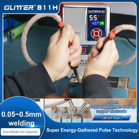 GLİTTER 811H ŞARJLI PİL PROFESYONEL BAKIR - NİKEL PUNTA KAYNAK MAKİNESİ 36KW/42KW 7000A resmi