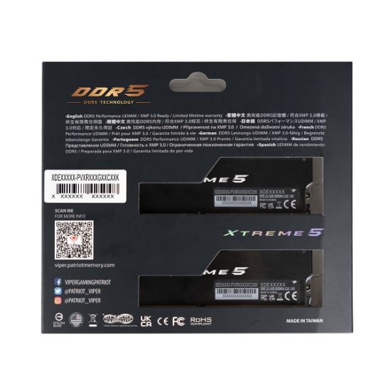 Patriot Viper Xtreme 5 RGB 48GB (2x24GB) DDR5 8000MHz CL38 Gaming Ram (Bellek) (PVXR548G80C38K) resmi