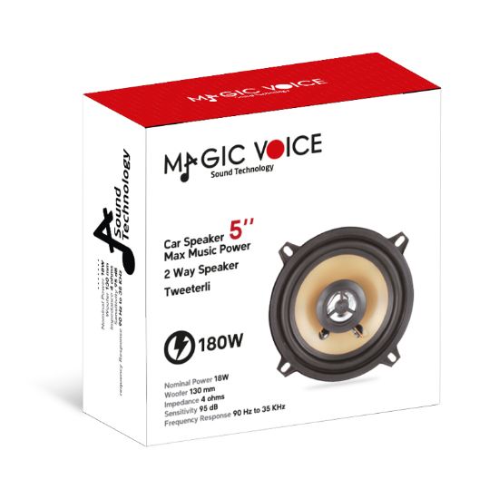 MAGICVOICE MV-861 13 CM 180 WATT ÇİFT YOLLU TWEETERLI TEKLİ OTO HOPARLÖR (YEDEK HOPARLÖR) resmi