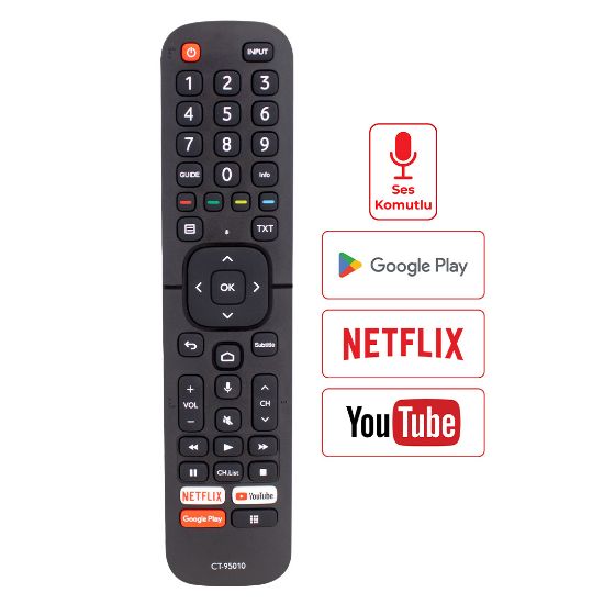 HUAYU KL TOSHIBA CT-95010 NETFLIX-YOUTUBE-GOOGLE PLAY TUŞ-PRIME VIDEO SES KOMUTLU LCD LED TV KUMANDA resmi