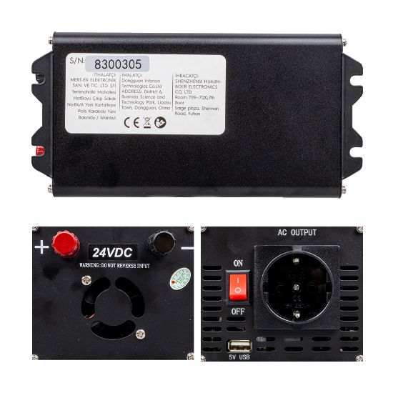 POWERMASTER PWR600-24 TEK DİJİTAL EKRAN 24 VOLT - 600 WATT MODIFIED SINUS WAVE INVERTER resmi