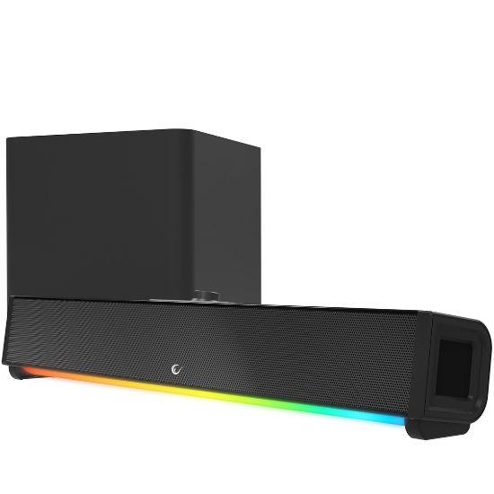 RAMPAGE RM-1 SOUNDWAVE PLUS SİYAH 2X15 WATT+34 WATT BT+USB+AUX+TF KARTLI GAMİNG SOUNDBAR resmi
