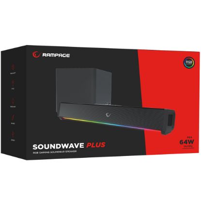 RAMPAGE RM-1 SOUNDWAVE PLUS SİYAH 2X15 WATT+34 WATT BT+USB+AUX+TF KARTLI GAMİNG SOUNDBAR resmi