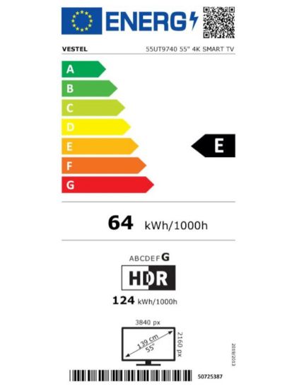 VESTEL 55UT9740 4K ULTRA HD 55" 140 EKRAN UYDU ALI resmi