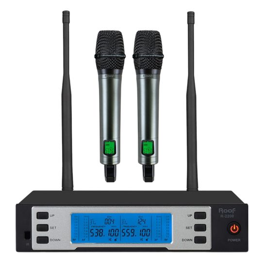 ROOF R-2200-EE UHF 2 EL MİKROFON TELSİZ MİKROFON SETİ resmi