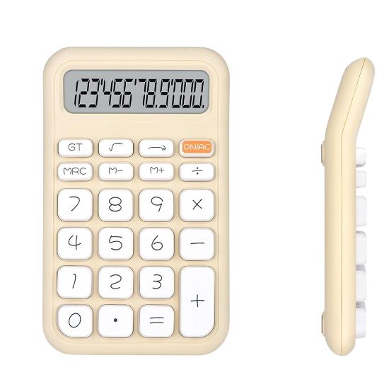 POWERMASTER PM-25408 KREM RENK BEYAZ TUŞ 12 HANELİ HESAP MAKİNESİ resmi