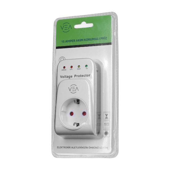 VEA VE-25531 15A 3520W AKIM KORUMALI PRİZ AŞIRI YÜKSEK GERİLİM resmi