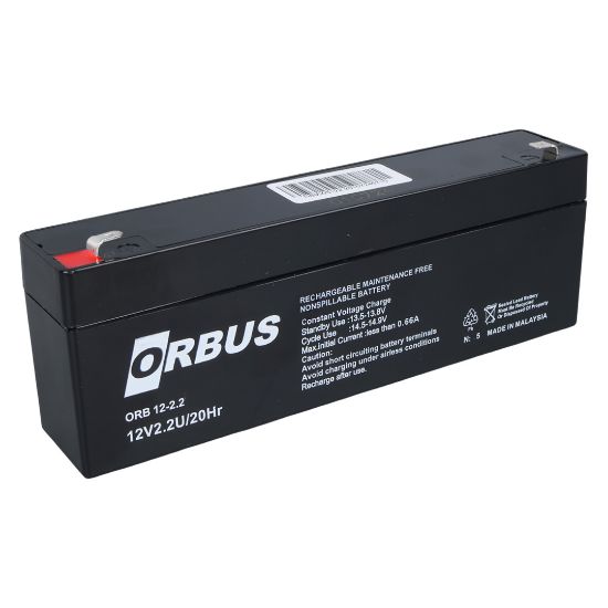 ORBUS 12 VOLT - 2.2 AMPER YATIK UZUN AKÜ (176 X 61 X 33 MM) resmi
