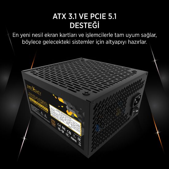 James Donkey JDP1050 APFC 12CM 1050W Bronze 80+ ATX 3.1 PCI-E 5.1 Power Supply - 3 Yıl Garantili resmi