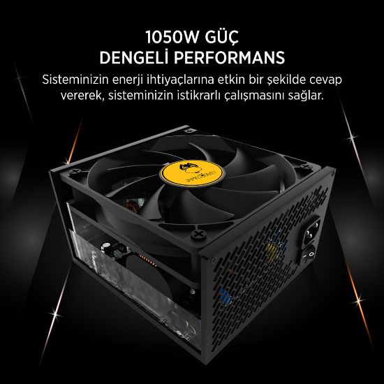 James Donkey JDP1050 APFC 12CM 1050W Bronze 80+ ATX 3.1 PCI-E 5.1 Power Supply - 3 Yıl Garantili resmi