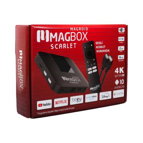 MAGBOX MAGROID SCARLET 16 GB HDD 2 GB RAM 2.4G H313 CPU SES KOMUT KUMANDALI ANDROID TV BOX resmi