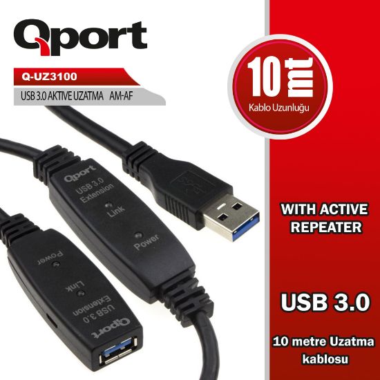 QPORT Q-UZ3100 USB3.0 10MT UZATMA KABLOSU YENİLEYICİ resmi