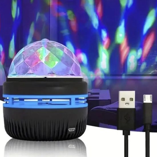 LEDX YQX-6888 MİNİ USBLİ 3W ŞARJLI SİHİRLİ RGB LED DİSKO TOPU resmi