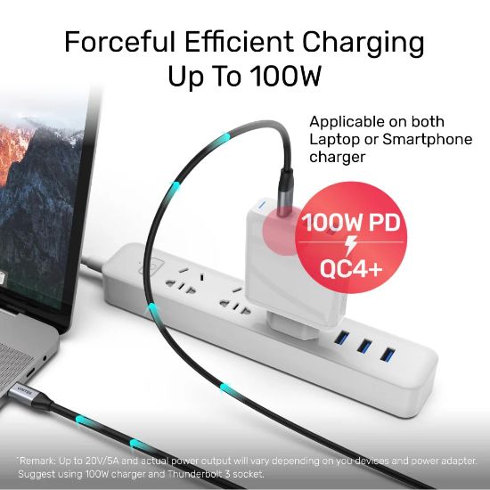 UNITEK USB-C 3.2 KABLO 1MT 10GBPS, 100W PD, 4K&60Hz (C14082ABK) resmi