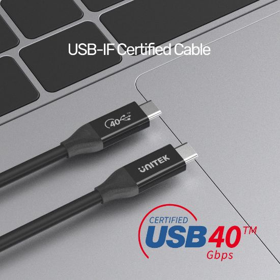 UNITEK USB4 THUNDERBOLT KABLO 0.8MT 40GBPS, 8K&60Hz,100W (C14100BK-0.8M) resmi
