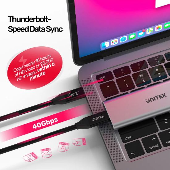 UNITEK USB4 THUNDERBOLT KABLO 0.8MT 40GBPS, 8K&60Hz,100W (C14100BK-0.8M) resmi