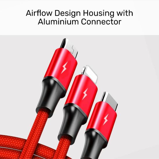 UNITEK USB-A 3in1 HIZLI ŞARJ KABLOSU 1.2MT 2.4A MICRO USB, TYPE-C, LIGHTNING (C14049BK) resmi