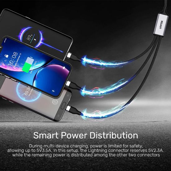 UNITEK TYPE-C 3in1 HIZLI ŞARJ KABLOSU 1.5MT 20W MICRO USB, TYPE-C, LIGHTNING (C14101AGY01-1.5M) resmi