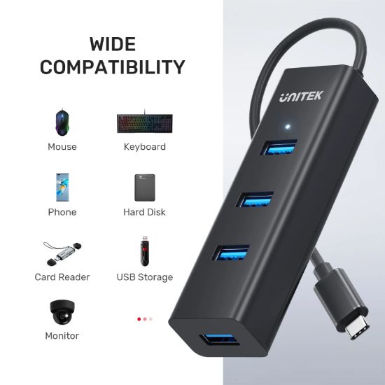 UNITEK TYPE-C TO 4 PORT USB 3.0 + TYPE-C (Y-3089Z01) resmi