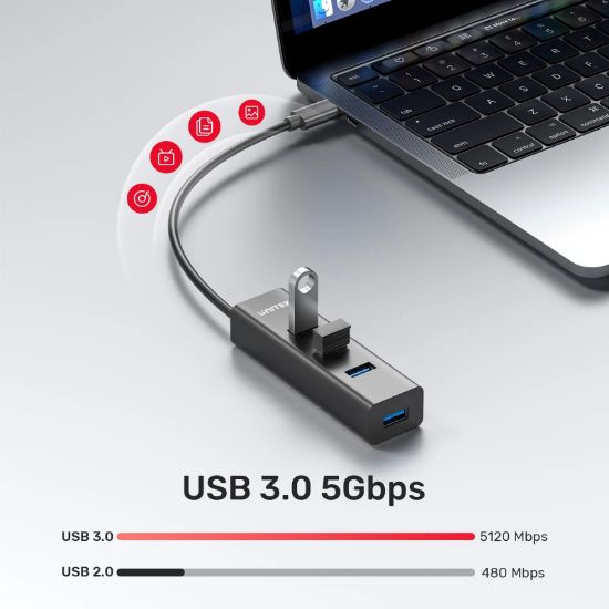 UNITEK TYPE-C TO 4 PORT USB 3.0 + TYPE-C (Y-3089Z01) resmi