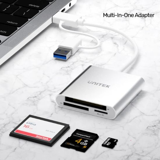 UNITEK USB-C/A TO HAFIZA KART OKUYUCU SD/CF/MICRO SD 5GBPS (Y-9313D) resmi