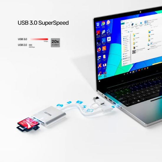UNITEK USB-C/A TO HAFIZA KART OKUYUCU SD/CF/MICRO SD 5GBPS (Y-9313D) resmi