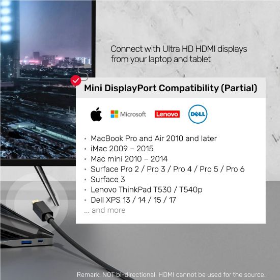 UNITEK MINI DISPLAYPORT TO HDMI DÖNÜŞTÜRÜCÜ 2MT 4K 30Hz (V1152A)  resmi