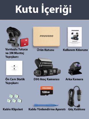 PRUVEEO D90-4CH FHD WI-FI GPS + 128GB SD KART KAME resmi