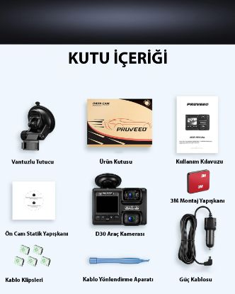 PRUVEEO D30 WI-FI 4K ARAC KAMERASI resmi