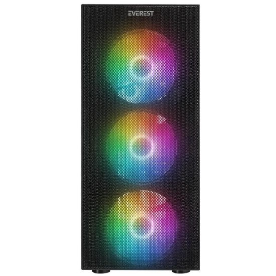 Everest FACED V5 Mesh 600W RGB Siyah Gaming Kasa resmi