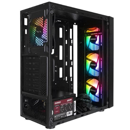Everest FACED V5 Mesh 600W RGB Siyah Gaming Kasa resmi