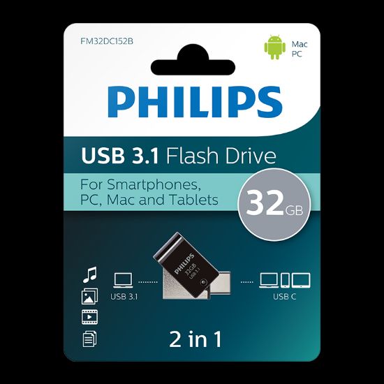 PHILIPS 32GB USB3.1 TYPE-C 100/150 MB/S FM32DC152B/00 resmi
