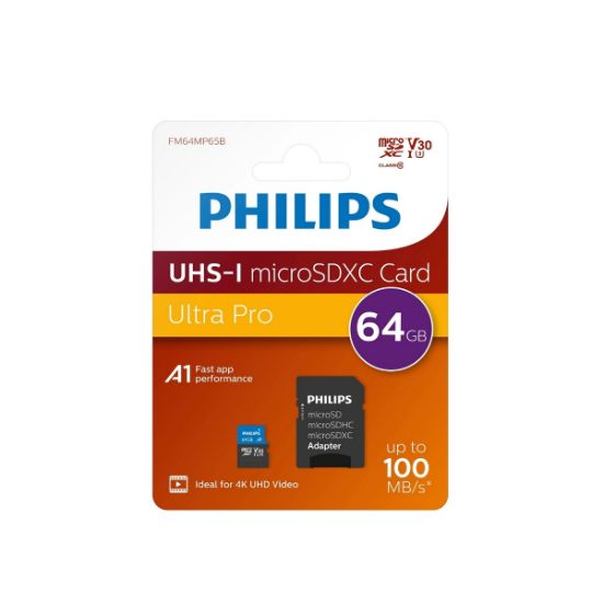 PHILIPS 64GB MICRO SDXC 100 MB/S C10 FM64MP65B/00 resmi