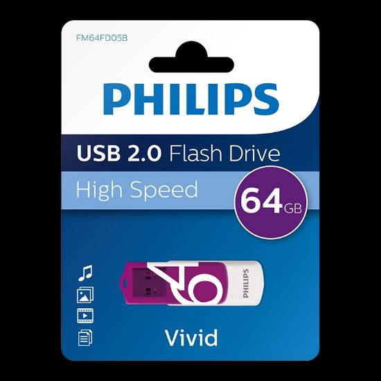 PHILIPS 64GB USB 2.0 25/10MB/S FM64FD05B/00 resmi
