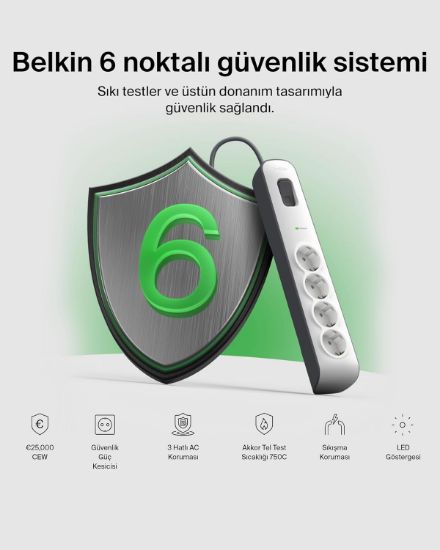 BELKIN BSV400VF2M 2 M 4LU AKIM KOR. PRIZ resmi