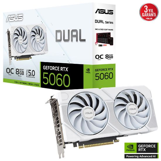 ASUS DUAL-RTX5060-O8G-WHITE 8GB 128BIT VGA resmi