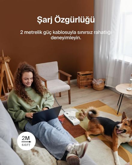 BELKIN BSV604 2 METRE 6LI USBA AKIM KOR. PRIZ resmi