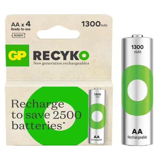 GP RECYKO 1300 MAH NI-MH R6 ŞARJLI AA 4LÜ KALEM PİL resmi