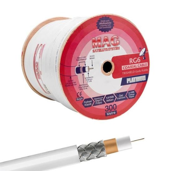 MAG PLATINUM RG6/U4 TRISHIELD 64 TEL ANTEN KABLOSU (300 METRE) resmi